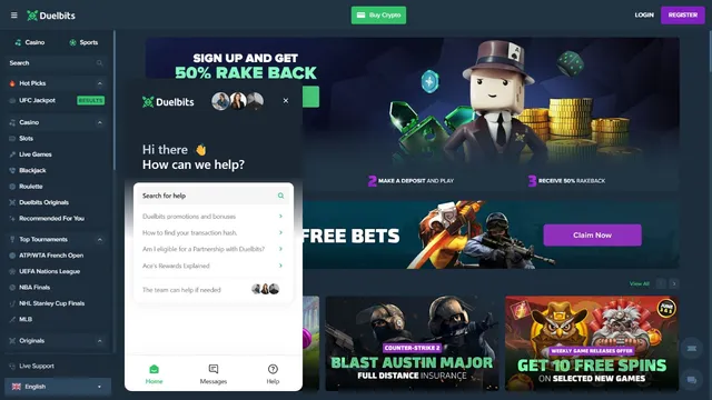 duelbits casino support