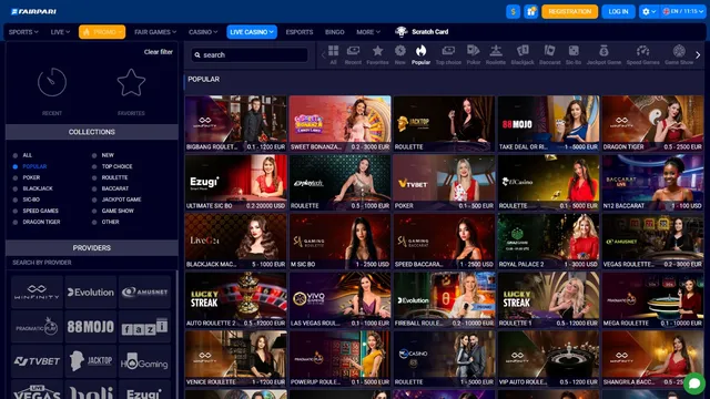 fairpari casino live games