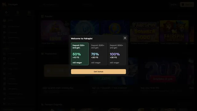 fairspin casino welcome bonus