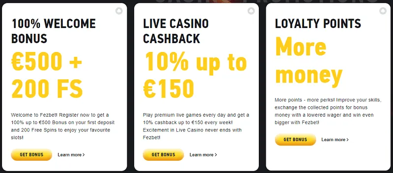 fezbet casino bonuses promotions