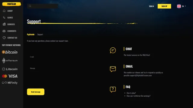 fightclubcasino support