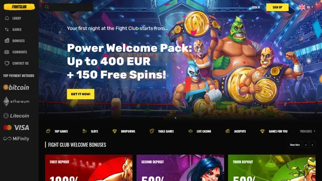 fightclubcasino website screen