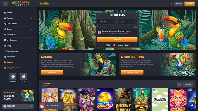 flappy casino website screen