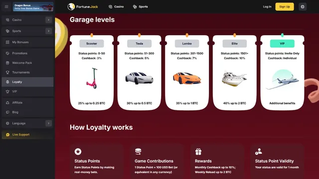 fortunejack casino loyalty