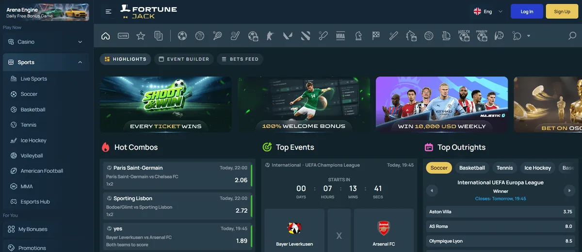 fortunejack casino sports betting