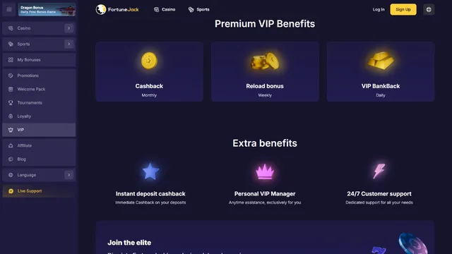 fortunejack casino vip club