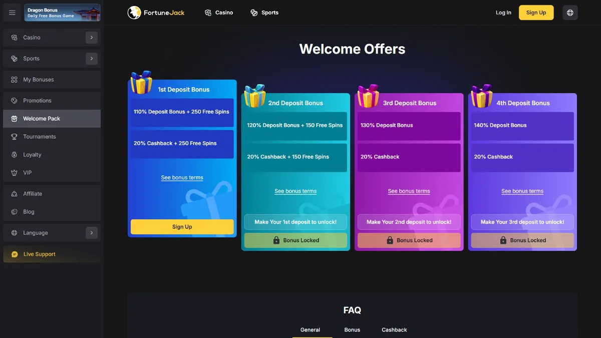 fortunejack casino bonus wager