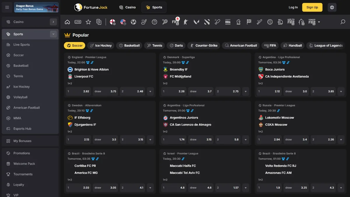 fortunejack casino sports betting