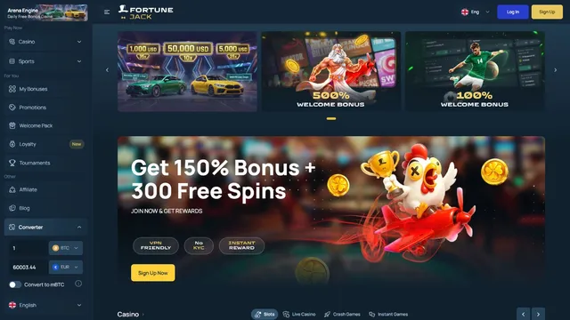 fortunejack casino website screen