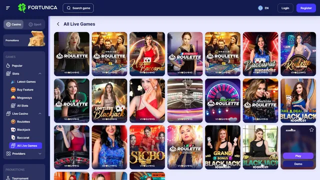 fortunica casino live games