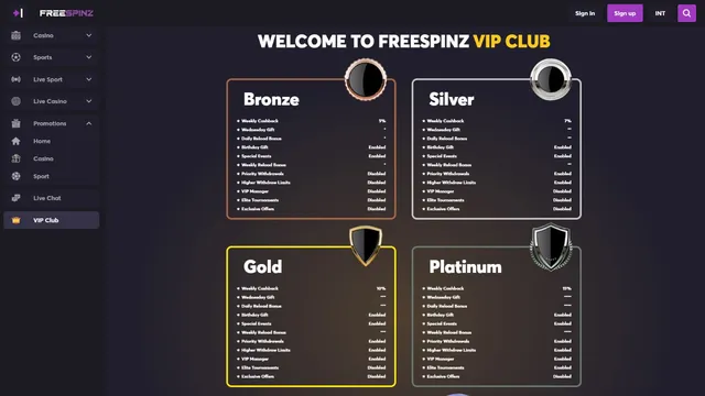 freespinz casino vip club