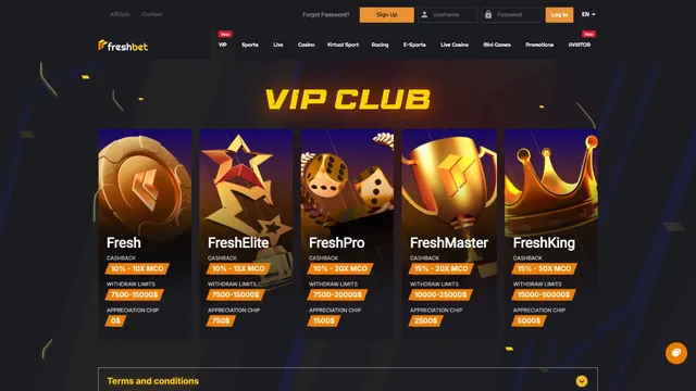 freshbet casino vip club