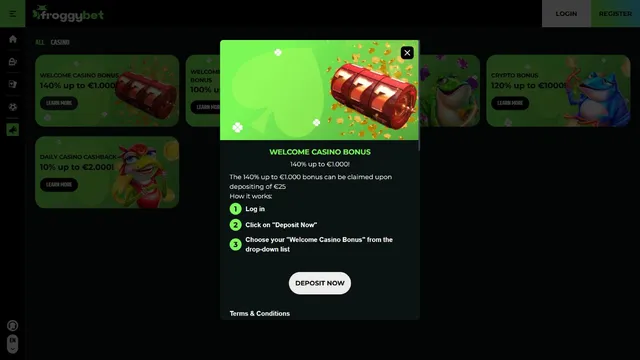 froggybet.io casino welcome bonus
