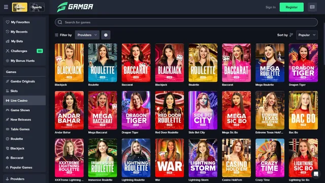 gamba casino live games