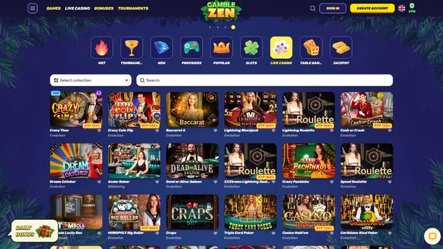 gamblezen casino live games