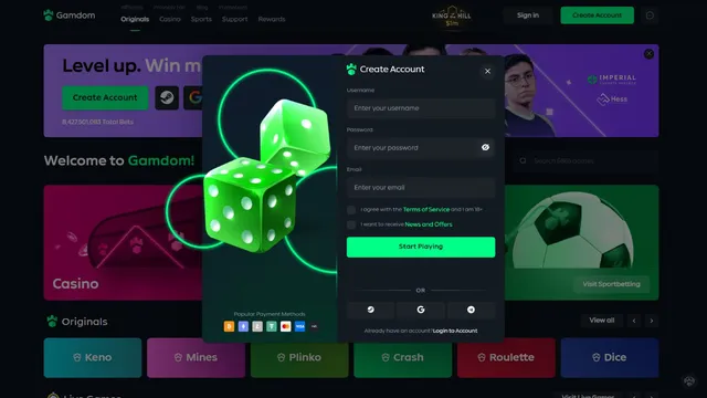 gamdom casino registration