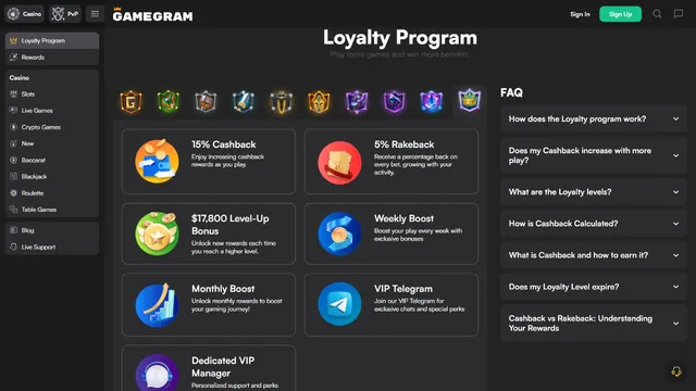 gamegram casino loyalty program