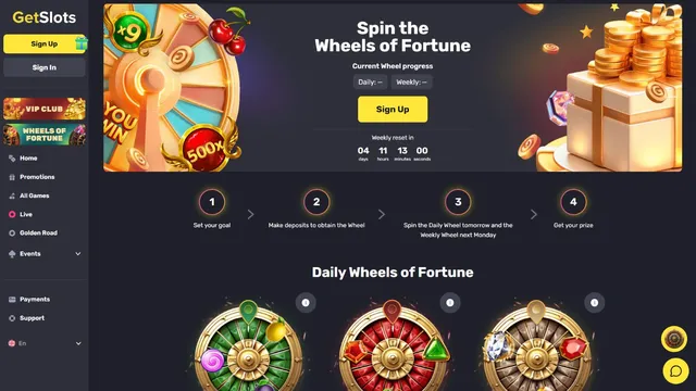 getslots casino fortune wheel