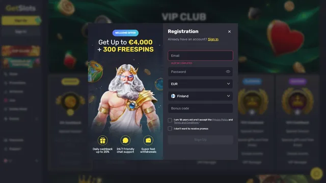 getslots casino registration