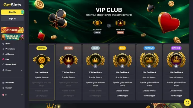 getslots casino vip club