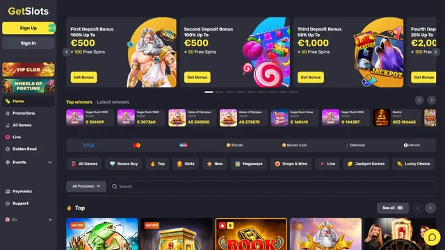 getslots casino website screen