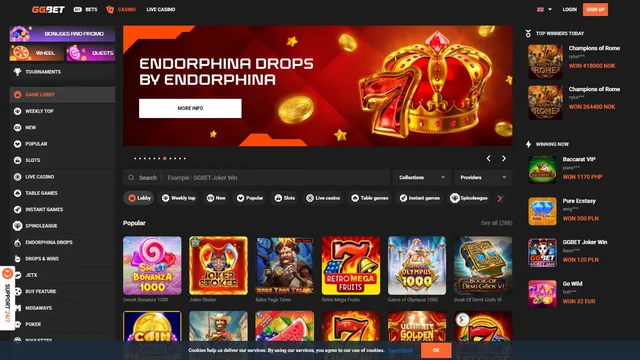 ggbet casino website screen