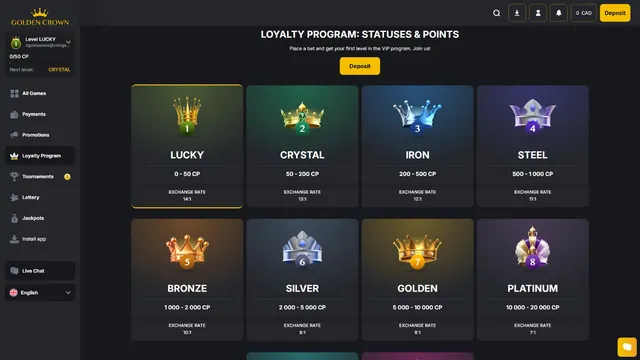 goldencrown casino loyalty program