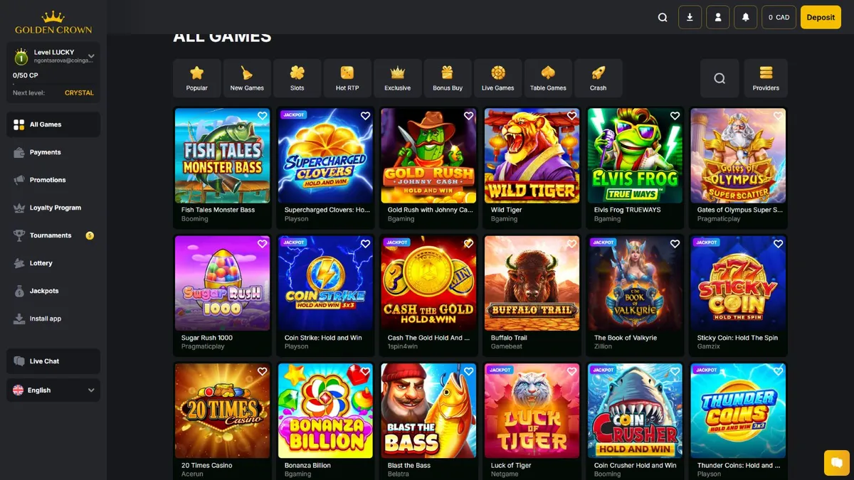 goldencrown casino games