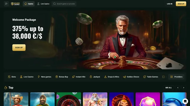 goldex casino website screen