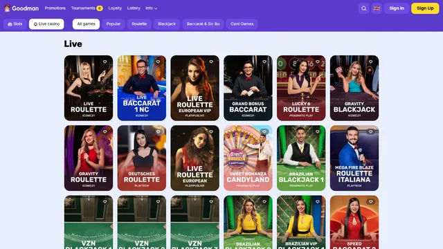 goodman casino live games