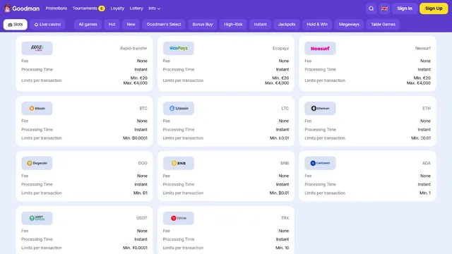 goodman casino payments