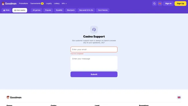 goodman casino support