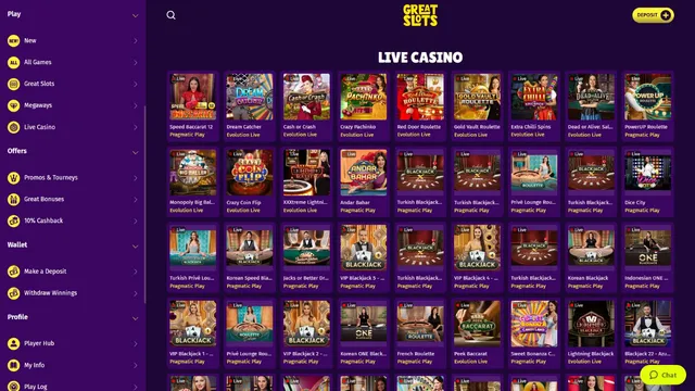 greatslots casino live games