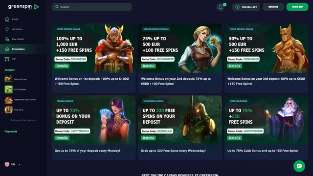 greenspin.bet casino promotions