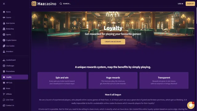 haz casino loyalty program
