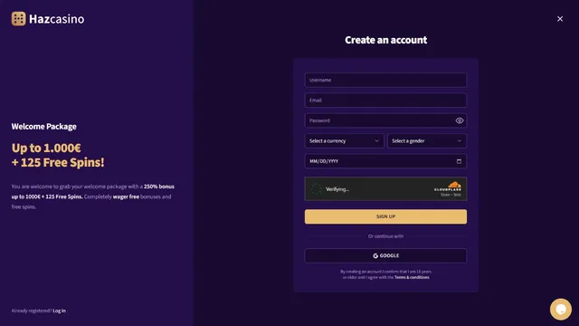 haz casino registration