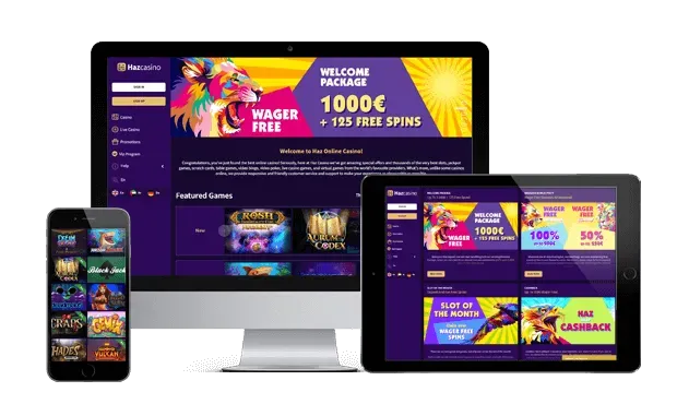 hazcasino website screens