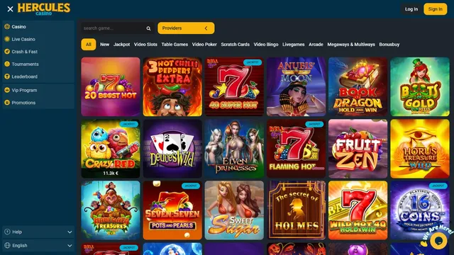 hercules casino games