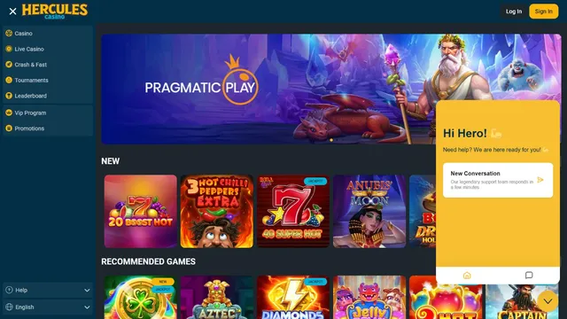 hercules casino support