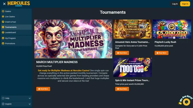 hercules casino tournaments