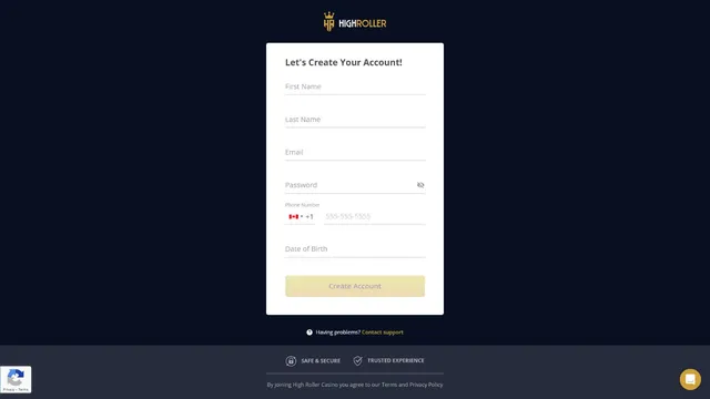 highroller casino registration