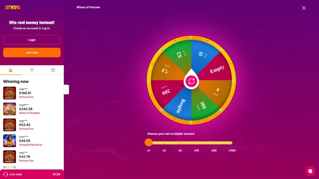 hitnspin casino fortune wheel