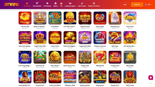 hitnspin casino games