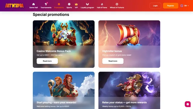 hitnspin casino promotions