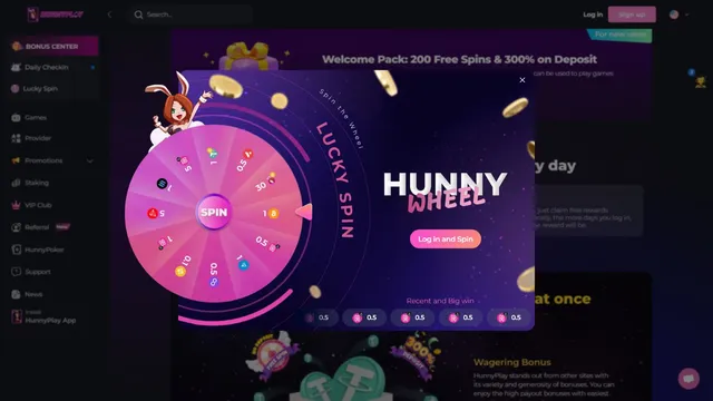 hunnyplay casino fortune wheel