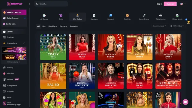 hunnyplay casino live games