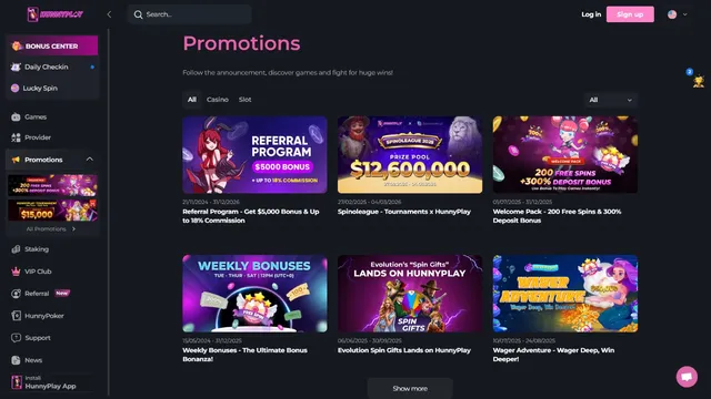 hunnyplay casino promotions