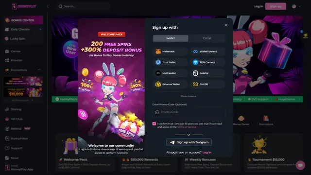 hunnyplay casino registration