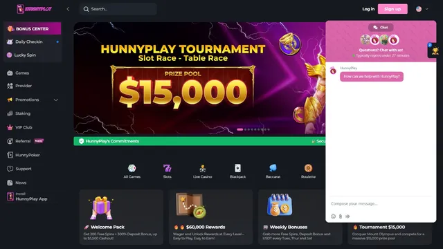 hunnyplay casino support