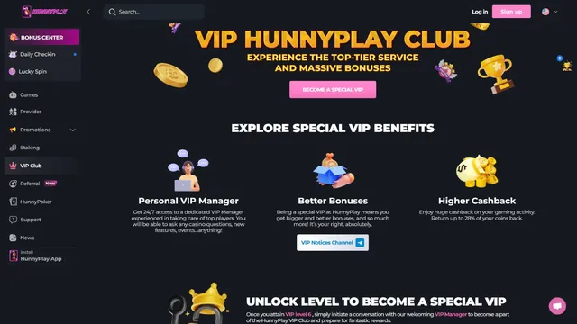 hunnyplay casino vip club